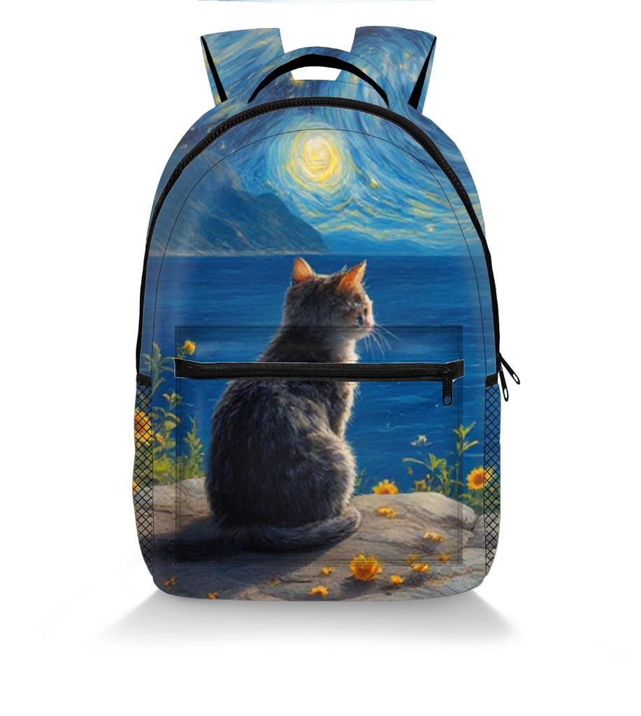 Cartoon Kpop Youthful School Bags Unisex Oil Painting Cat Dog Animal Travel Bags 3D Print Oxford Notebook Shoulder Backpacks