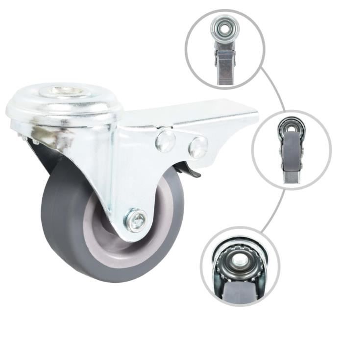 VidaXL 4 pcs Roulettes pivotantes à trou de boulon 50 mm