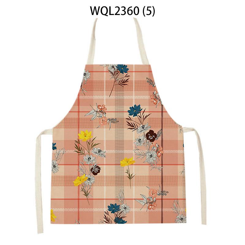 Flowers Pattern Kitchen Sleeveless Aprons Linen Bib Household Men Women Antifouling Clean Cooking Baking Waist Bib