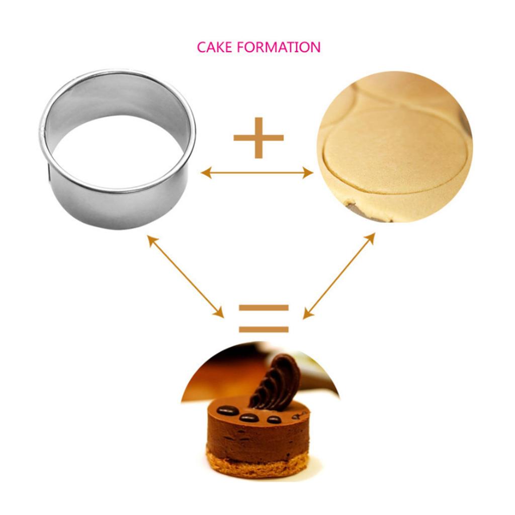 12Pcs Mousse Mold Stainless Steel Curling Edge Antioxidant Round Cookies Cutter for Baking