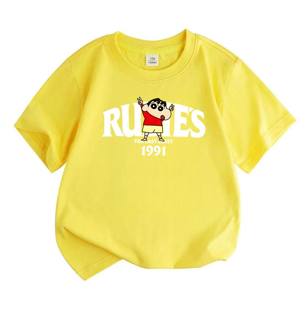 Kids Boys Girls Crew Neck Short Sleeve 100% Cotton T-Shirt, Cute Cartoon Funny Character Printed Casual Soft Breathable Summer Top Tee for Children Da