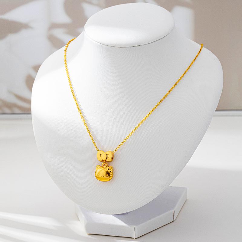 

Роскошный золотой подвесной светильник с бантиком Hello Kitty - Женские украшения с долговечным сохранением цвета