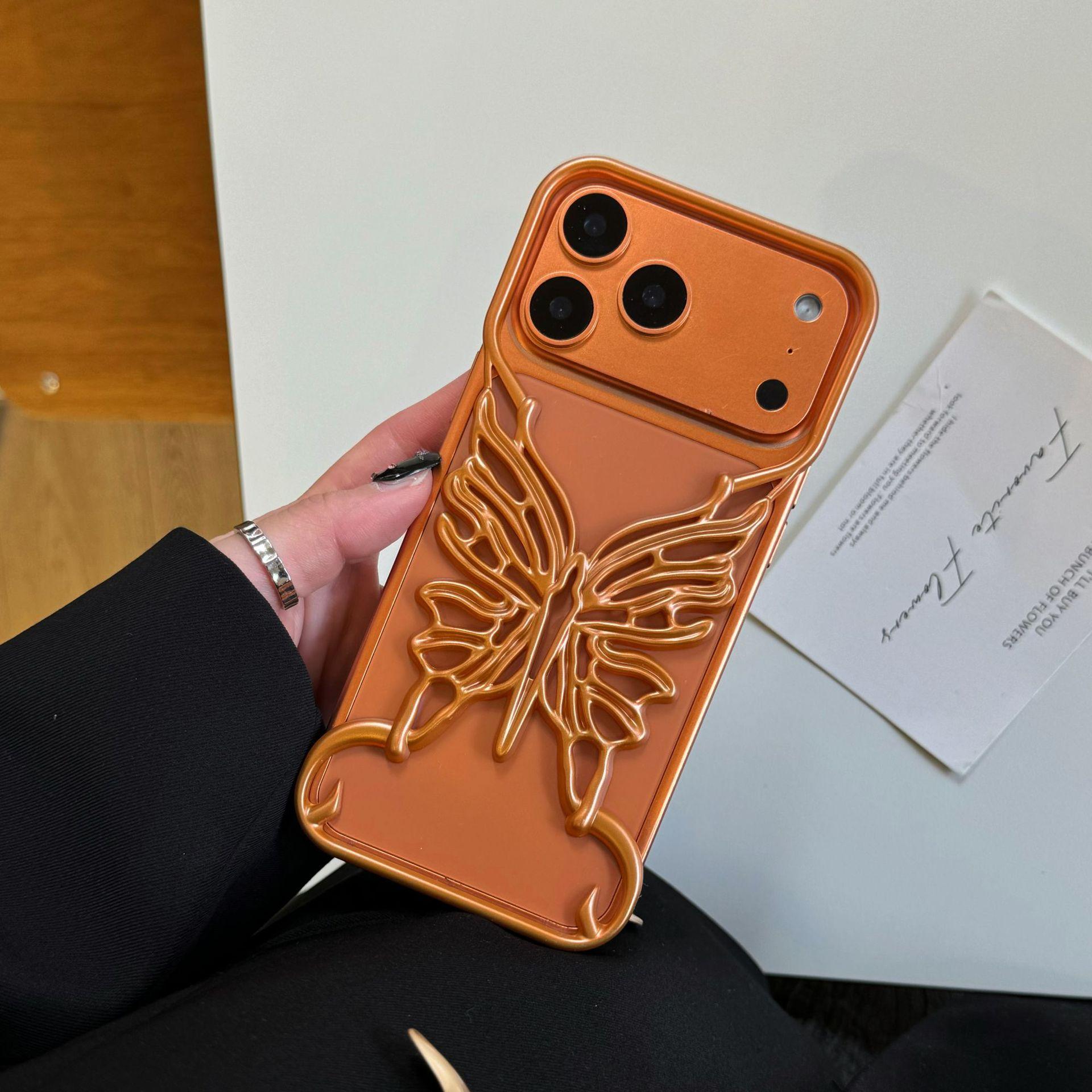 Borderless Hollow Butterfly Electroplated Case Compatible with iPhone 16 Pro Max Apple 17 Phone Case 15/14 Matte 11(without Packaging）