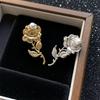 Light Luxury Retro Gold And Silver Rose Pearl Chest Men And Women Niche High-End Corsage Suit Pin Accessories
