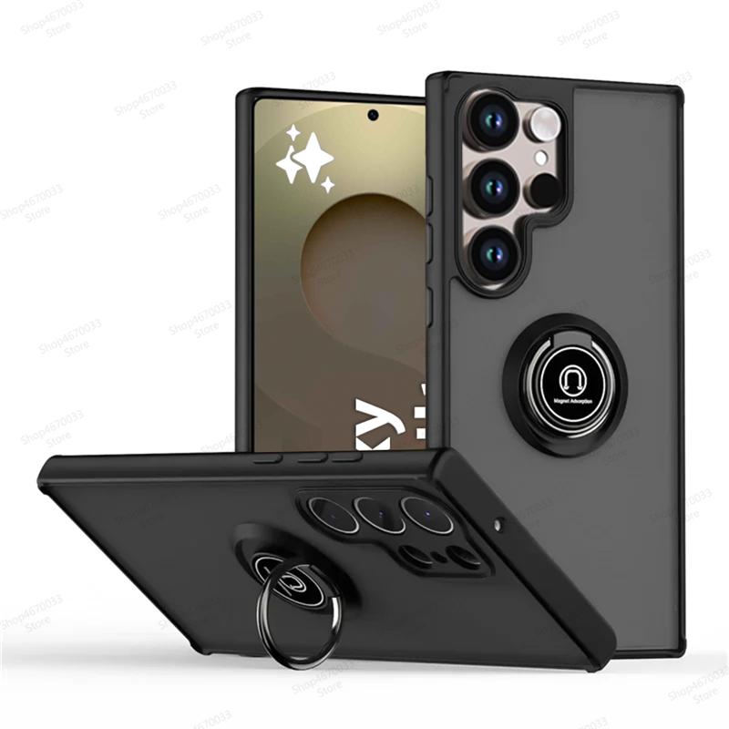 Magnetický kryt na telefon s držákem prstenu pro Samsung Galaxy S25 S24 S23 S22 S21 S20 Ultra Plus FE Note 20 Ultra Nárazuvzdorný kryt Fundas
