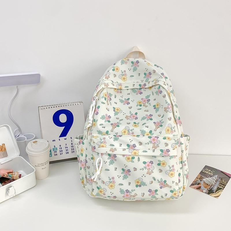 Mori Simple Campus Soft Girl Schoolbag High Value Floral Small Fresh Junior High School Students Backpack single package