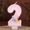Five-color Flower Number Birthday Candle Pink Cake Decoration Birthday Handmade Candle 0-9