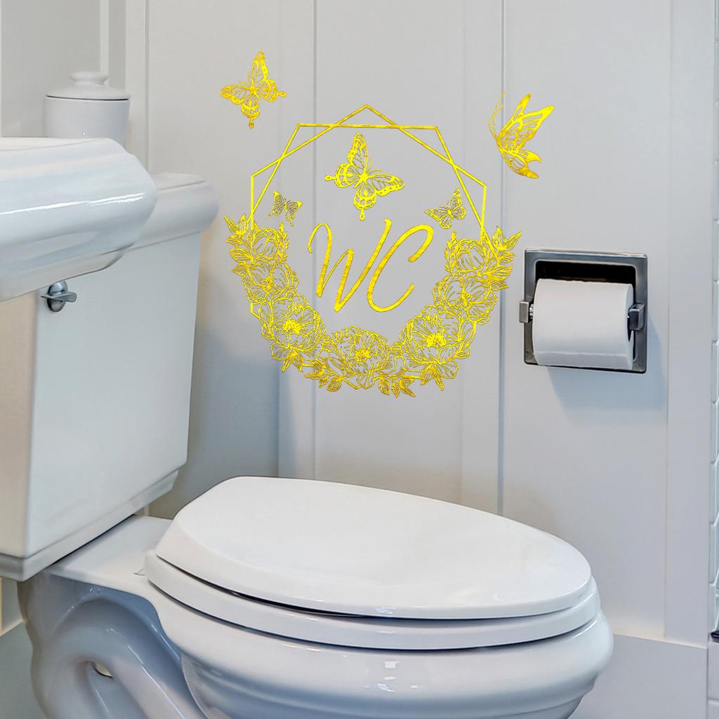 Tj9012 Kreative Bronzierung Blume Schmetterling Englische Tür Aufkleber Dekoration Badezimmer Wohnzimmer Hintergrund Selbstklebender Wandaufkleber