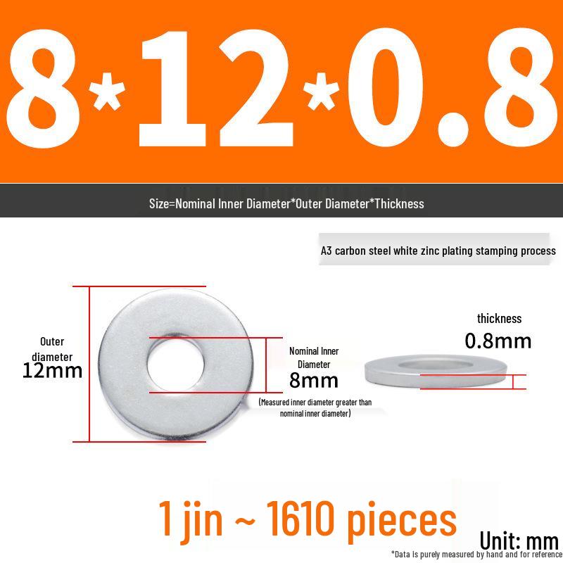 Extra Large Galvanized Metal Flat Washer - Thickened Round Screw Washer M6-M16