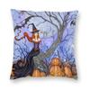 Halloween Witch Raven Square Putetrekk dekorasjon Gotisk Okkult Magic Witchy Putetrekk for sofa Bil Putetrekk