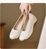Autumn Casual High-heeled Small Leather Shoes Thick-soled Lazy Platform Shoes Women's Round Toe Pedal Single Shoes