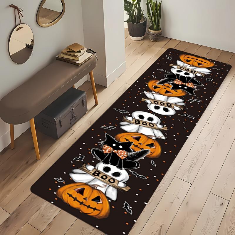 Gotische Halloween Vleermuis Rolloeper Kleed Antislip Vlekbestendig Vloerkleed voor Spookachtige Huisentree Decoratie 50x160cm 20x63inch