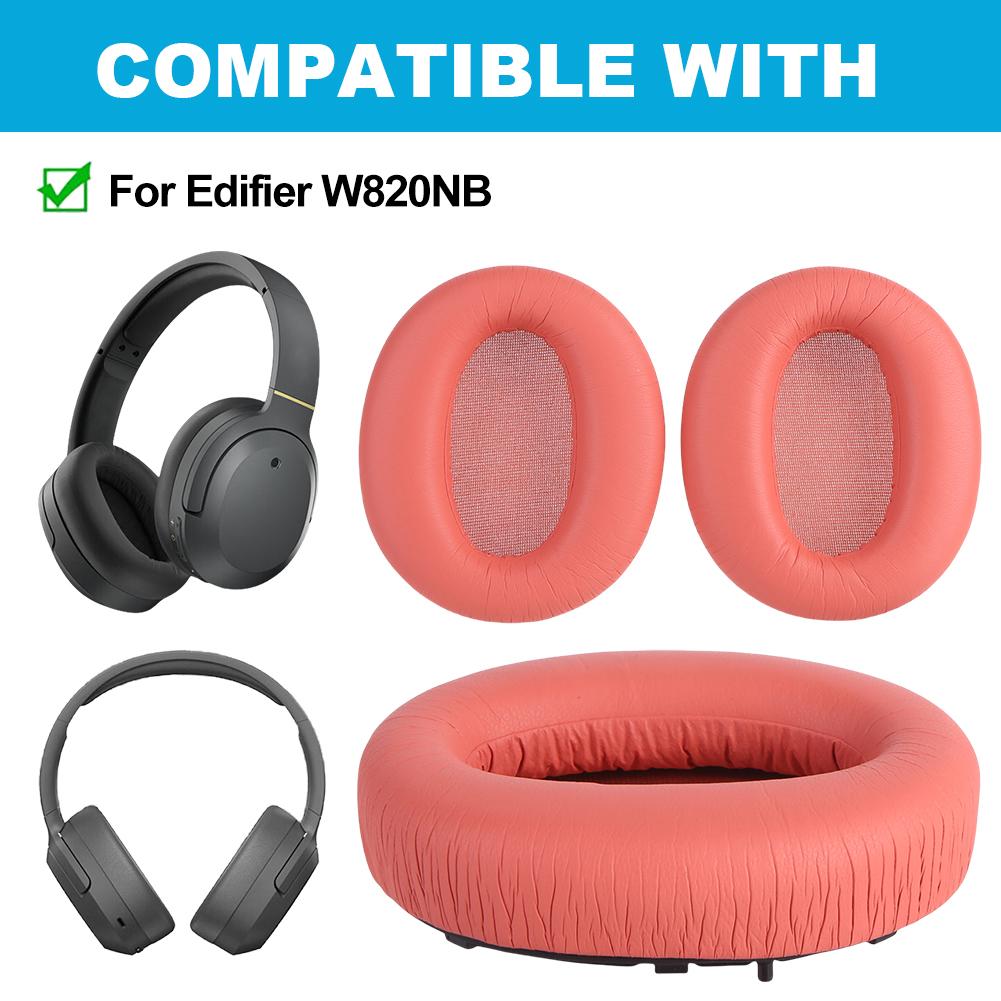 1 Pair Replacement Earmuffs Memory Foam Headset Ear Cushions Protein Leather Ear Cups Cover for Edifier W820NB Headphones