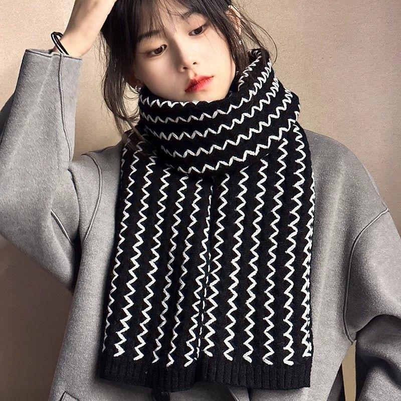 New Wool Knitted Scarf for Women in Winter Korean Fashion  Versatile Warm  Student Scarf  Skin Friendly and Soft