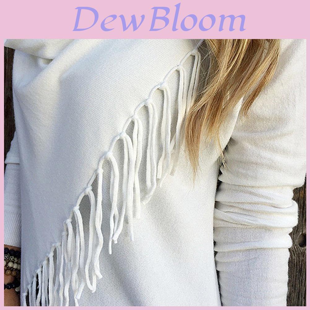 Elegante Cardigan Poncho Sciarpa da Donna con Frange Irregolari e Design Classico