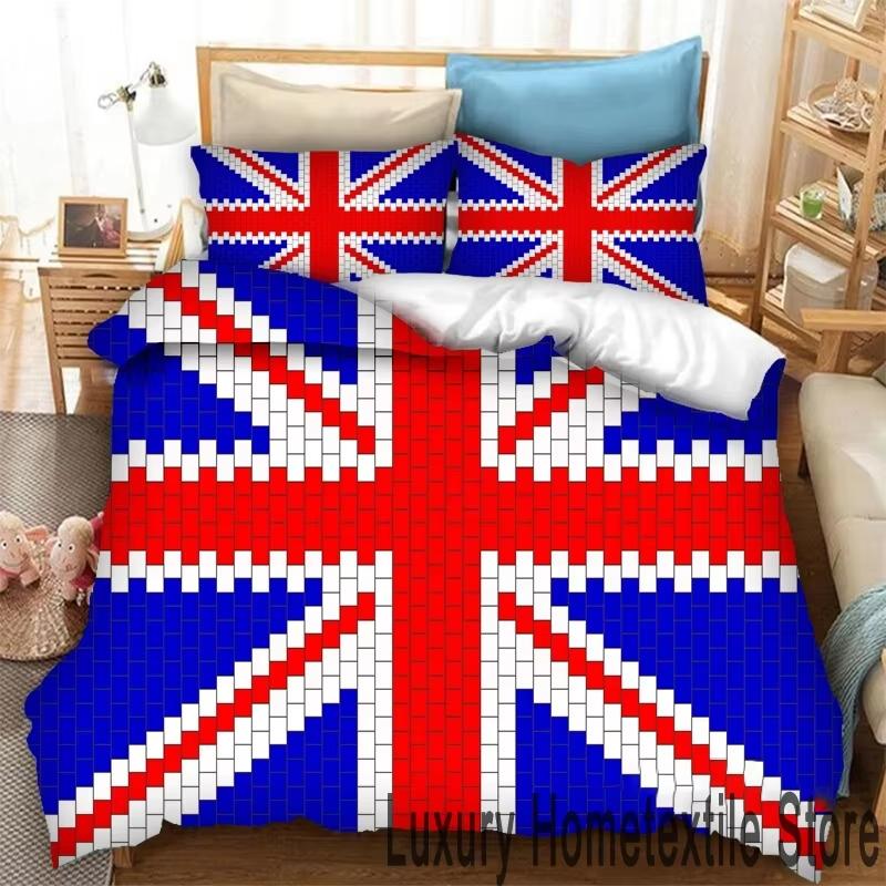 New 3D Print Britain United Kingdom Flag Bedding Set Double Twin King Duvet Cover Comforter Pillowcase Boys Girls Adults Bedroom