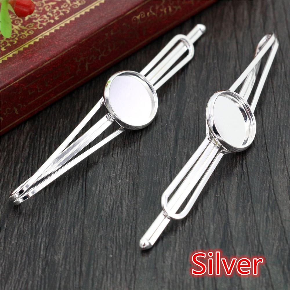 Fashion 12mm 10pcs 5 Styles High Quality 6 Colors Copper Material Hairpin Hair Clips Hairpin Base Setting Cabochon Cameo Base