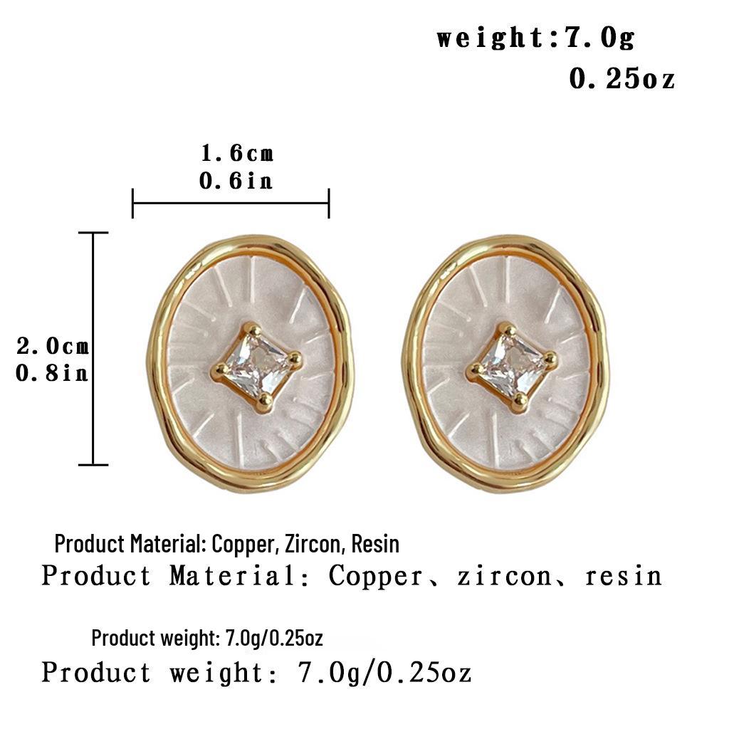Ретро овальные геометрические серьги-гвоздики с кубическим цирконием - Высококачественные универсальные аксессуары