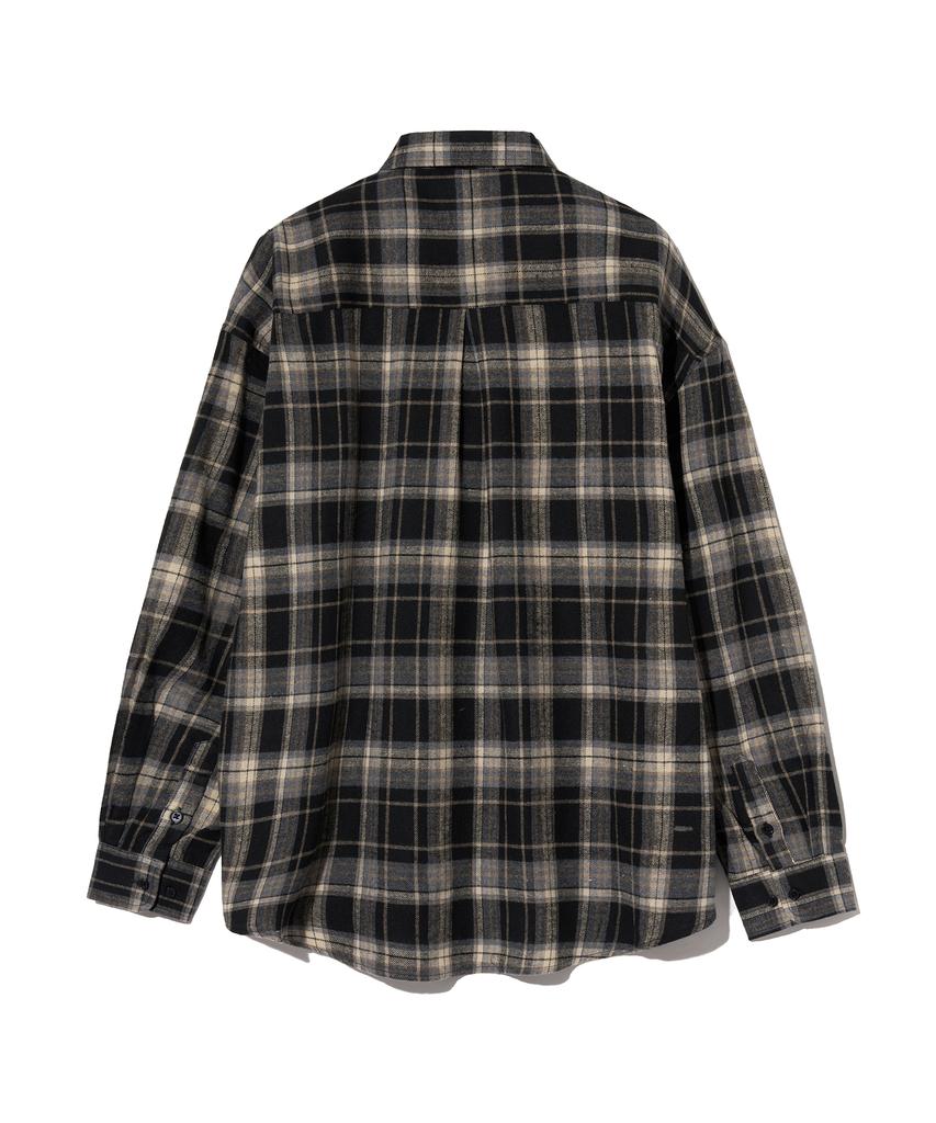 STANDARDERROR 87-Stan081 One-Pocket Vintage Oversized Long Sleeve Check Shirt