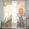 Bohemian Abstract Wind Leaf Plants Bedroom Curtains Tulle Sheer Curtain Living Room Home Decor Voile Drapes