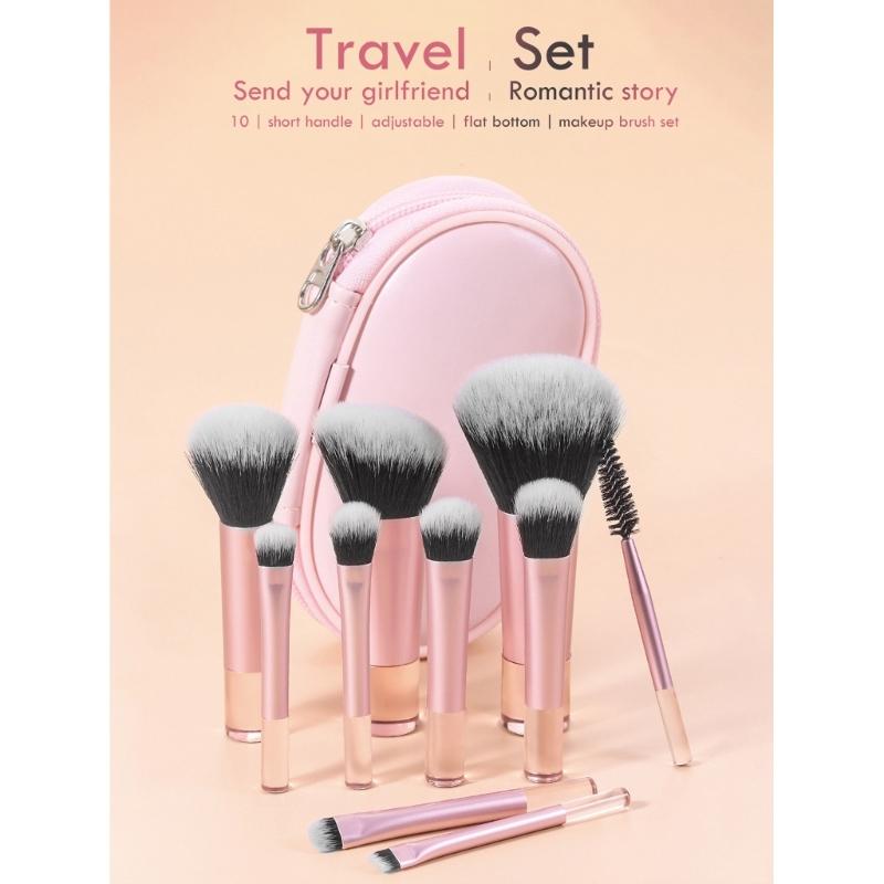 ELegant Makeup Brush Set 10pcs Professional Cosmetic Tools Multifunctional With Carrying Pouch For Beauty Enthusiasts