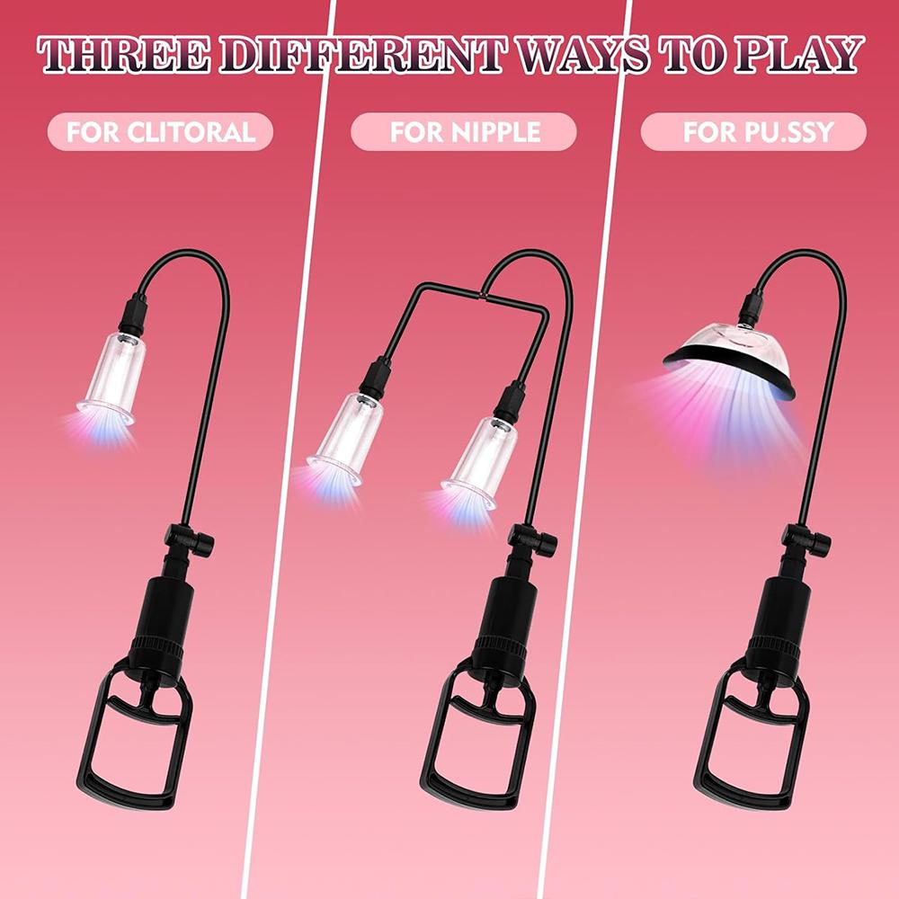 Adult Sex Toys for Female Automatic Vacuum Vagina Pump Nipple Pussy Sucker Clitoral Pump with 6 Powerful Mode Women Masturbation