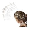 9-Piece Pearl Hair Pins Set - Small & Large Sizes - Bridal, Wedding, Party, Graduation, Kimono, Everyday Wear - Silver Tone