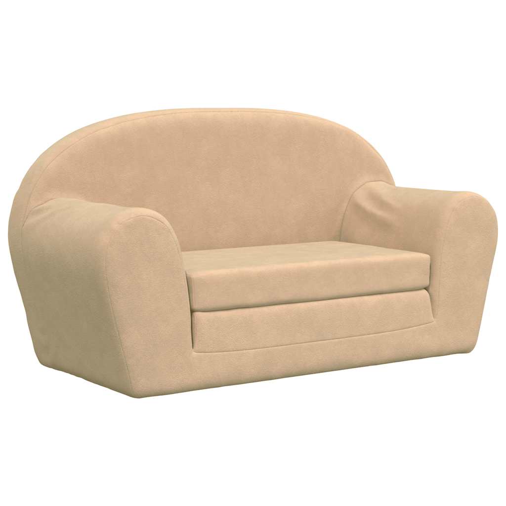 Vidaxl 2-Os. Sofa Dla Dzieci, Rozkładana, Kremowa, Miękki Plusz