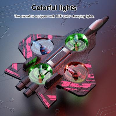 Remote Control Airplane Toy 360 Degrees Stunt Spin LED Lights Drop-Resistant Remote Control Fighter