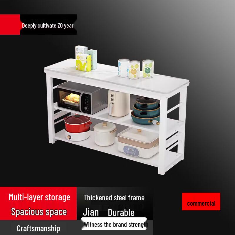 

Modern Stainless Steel Kitchen Storage Rack with Rock Slab Top