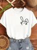 Neck Short Sleeve Stretchy Fabric Retro Minimalist Design UnisexS Cute Bunny Print TShirt Casual Crew Streetwear Summer Tops
