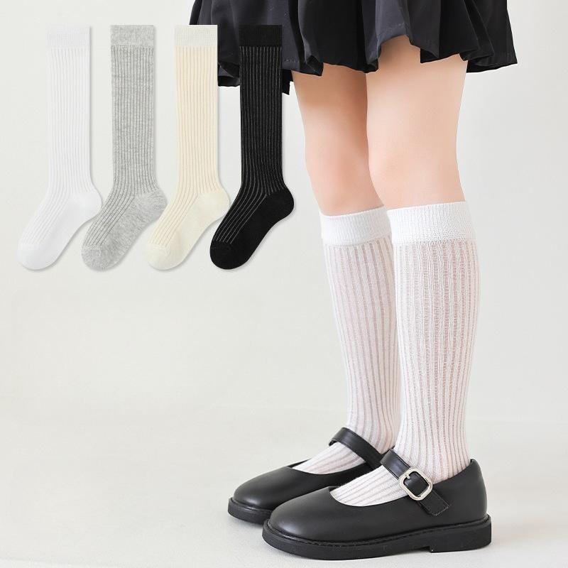 Children's Socks Spring and Summer Thin Section A Girls Classic Vertical Calf Socks Student Mesh Comfortable Breathable Stockings