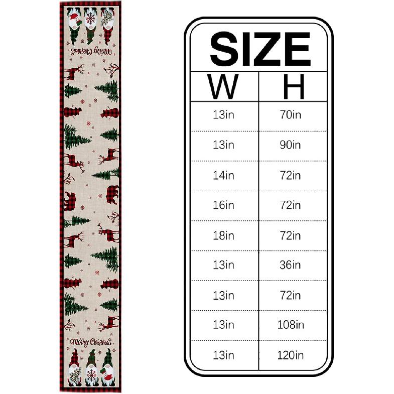 Merry Christmas Gnome Table Runner 70 Inches Long,Xmas Tree Elk Farmhouse Buffalo Plaid Table Runner,Winter Snowflakes Retro Linen Dresser Scarves