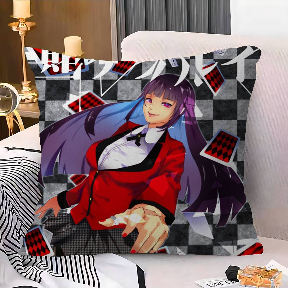 Japanese Manga Kakegurui Office Cushion Pillowcase Car Cushion Cover45X45CM Lumbar Pillowcase Sofa Pillowcover