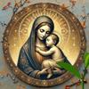 Metal Wall Art Round Virgin Mary and Jesus Wall Decor for Home