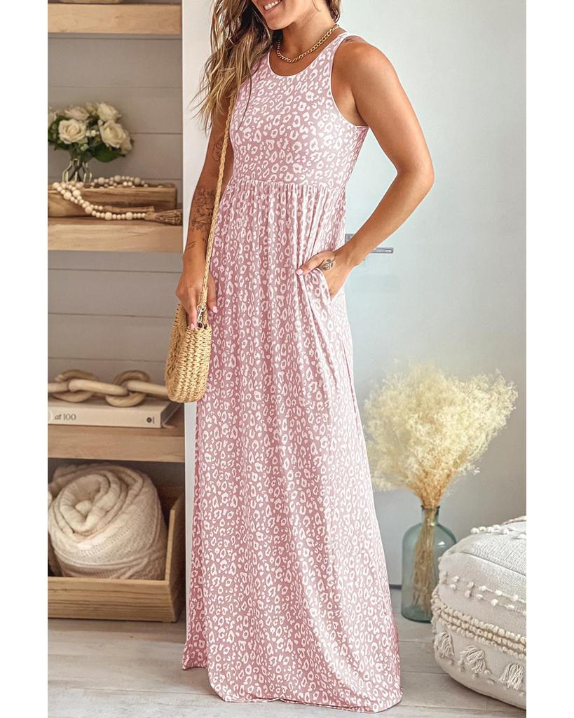 Azura Exchange Ärmelloses Maxikleid mit Leopardenmuster