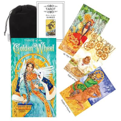 Kancharo 78-Card Tarot Card Set [Tarot of the Golden Wheel] Includes Japanese Tarot Card Instructions & Pouch (Authentic)