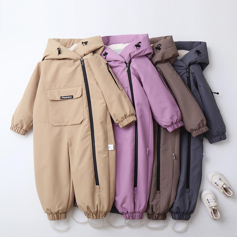 Haine de iarnă pentru bebeluși, căptușeală caldă din blană, costum de zăpadă pentru băieți, rezistent la vânt, salopete de schi pentru bebeluși, salopete pentru copii și fete