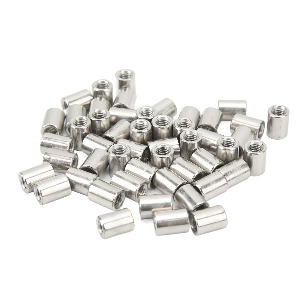 50Pcs Coupling Nut Round Rod Connector Female Thread 304 Stainless Steel M6x1.0 10 L13mm