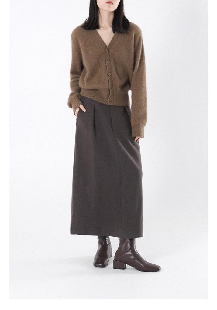 2025 Autumn/Winter Women's V-neck 100% Pure Wool Cardigan - Versatile, Soft, Thick Knit Sweater Coat