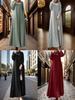 New Plus Size Muslim Women's Casual Long Sleeve Robe Dress - Solid Color