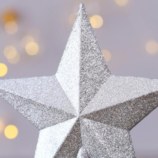 Christmas Tree Star Topper 8" Glitter Silver Star Ornament 3D Shatterproof Star Tree Topper Decoration for Holiday Home Decor