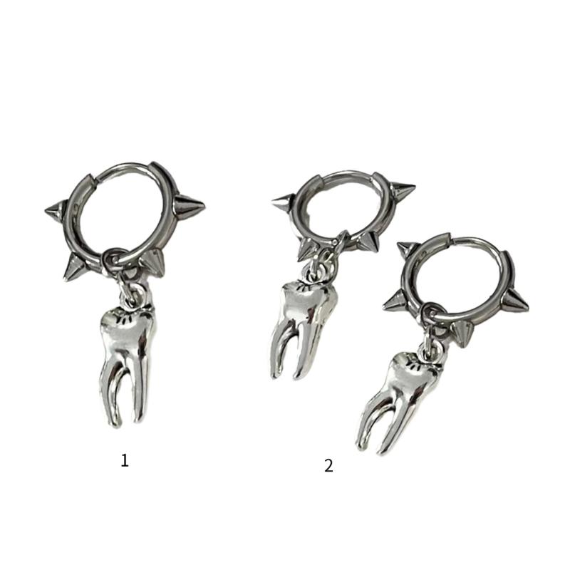 Tooth Dangle Earrings Hoop Earrings Ear Buckles Ear Jewelry Alloy Material Tooth Shaped Drop Earrings for Teens Adults
