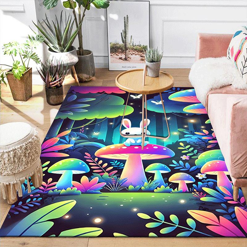 1pc Cute little bunny Design Area Rug - Soft, Anti-Slip, and Durable Gaming Room Decor for Bedroom