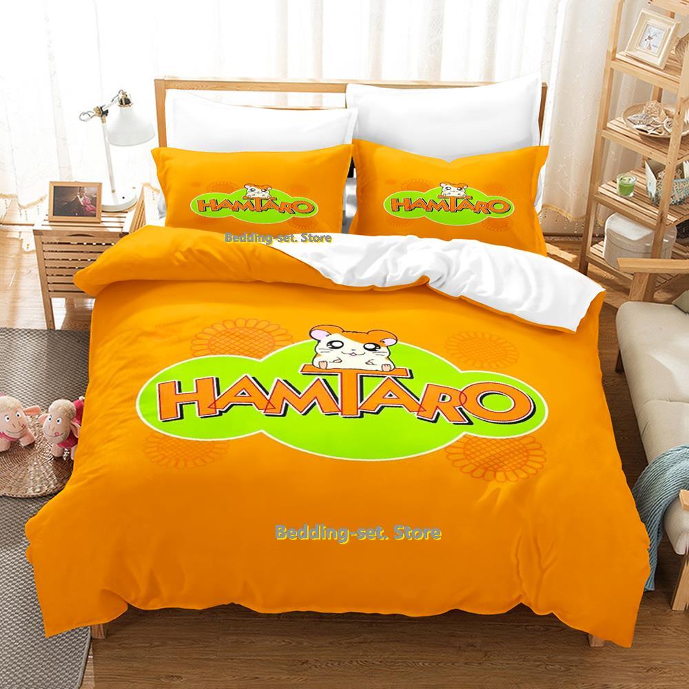

Comforter New Hamtaro Bedding Set Single Twin Full Queen King Size Bed Set Adult Kid Bedroom Three-Piece Suits 3D Print Anime Bed She Comforter (quilt)-EU Single(135*200cm)3pcs