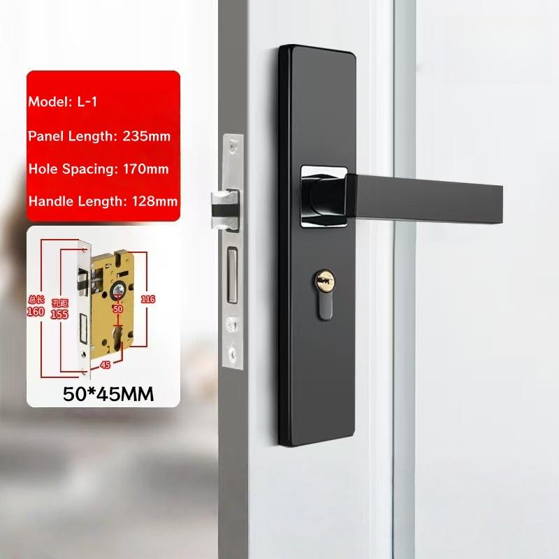 Modern Door Lever Handle With Lock, Keyed Entry, for Interior Doors, Polished Stainless Steel Finish Privacy Door Knob Lock Set