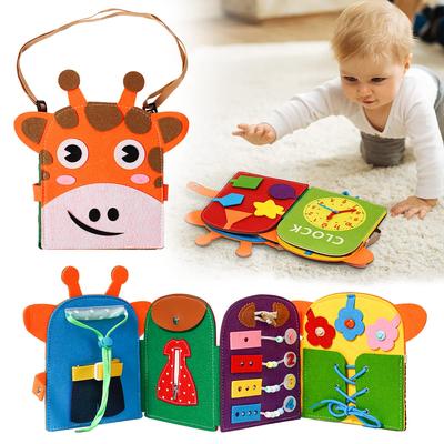 Giocattoli sensoriali Montessori Busy Board Giraffa, attività silenziose con libro attivo, giocattoli da tavolo per l'apprendimento prescolare, regalo educativo per bambini piccoli