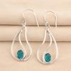 Oval Natural Apatite 925 Silver Daughter Gift Dangling Throat Chakra Earrings EE-139-2