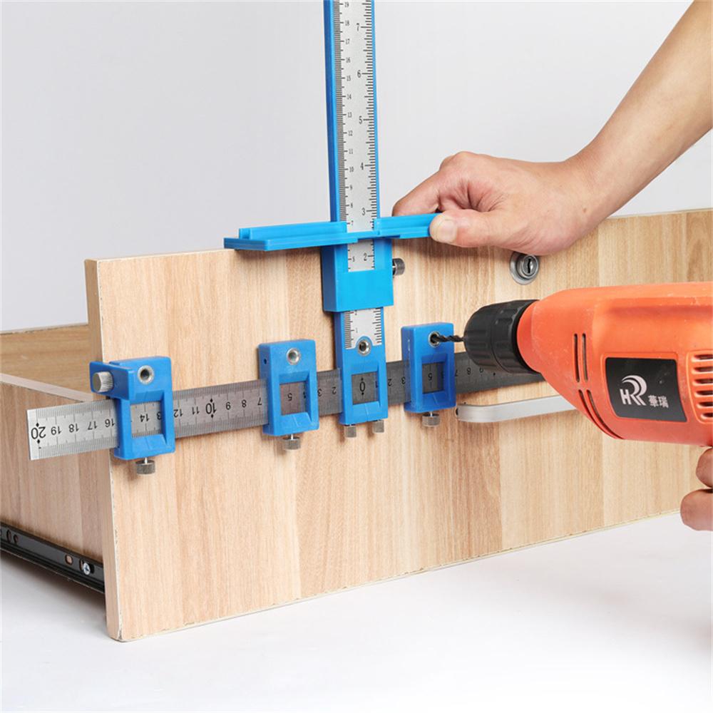 Punch Locator Drill Guide With Storage Bag Quick Assembly Rustless Stainless Steel Ruler Open-hole Locator Woodworking Ruler