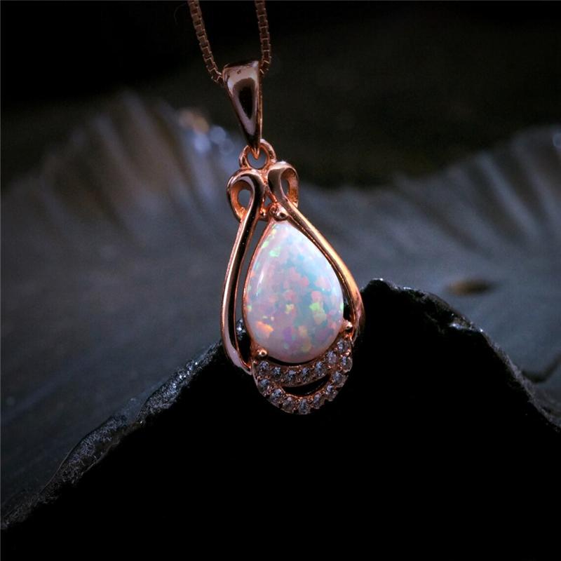 Fashion Sun Flower Pendant Necklace For Women Charm Rose Gold Color Crystal Zircon Imitation Opal Necklace Jewelry Drop Shipping